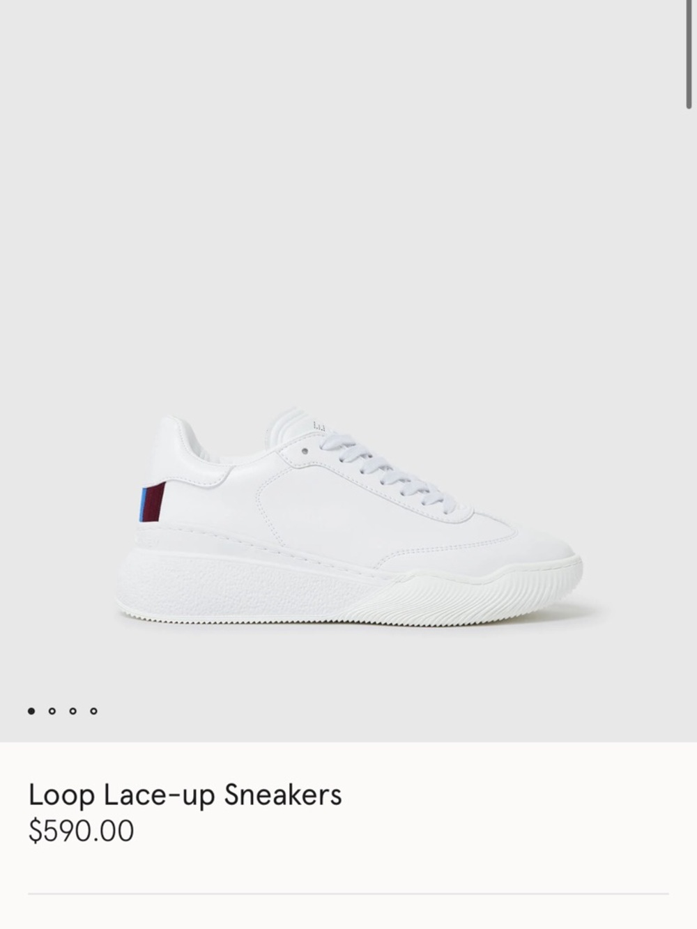 Stella McCartney White Lace-Up Loop Sneakers with Navy & Burgundy Tab